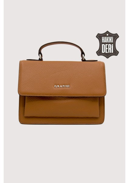 Hakiki Deri Kadın El Çantası Taba SMR9022