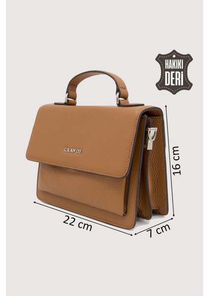 Hakiki Deri Kadın El Çantası Taba SMR9022 fiyatları