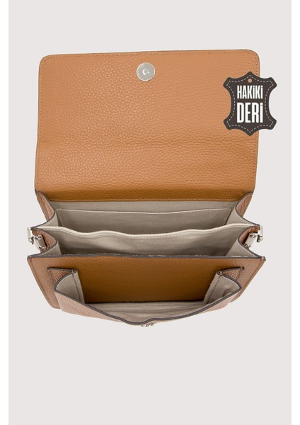 Hakiki Deri Kadın El Çantası Taba SMR9022