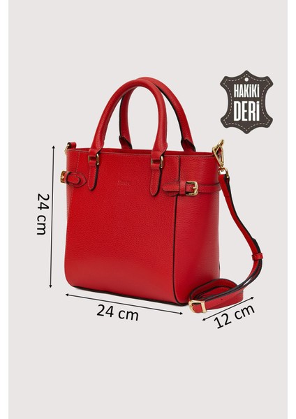 Hakiki Deri Kadın El Çantası Kırmızı SMR7922 fiyatları