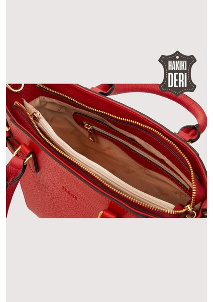 Hakiki Deri Kadın El Çantası Kırmızı SMR7922 indirimleri
