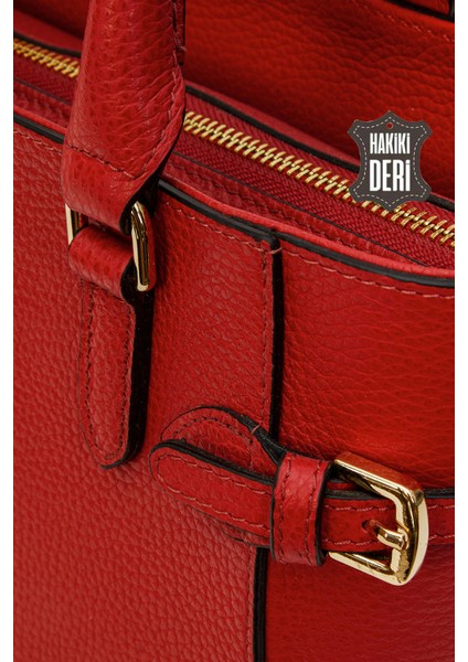 Hakiki Deri Kadın El Çantası Kırmızı SMR7922