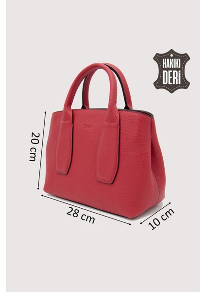 Hakiki Deri Kadın El Çantası Kırmızı SMR9226 fiyatları