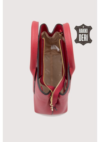 Hakiki Deri Kadın El Çantası Kırmızı SMR9226 indirimleri