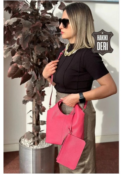 Hakiki Deri Kadın El Çantası Kırmızı SMR9200 fiyatları