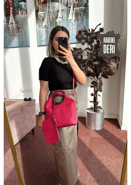 Hakiki Deri Kadın El Çantası Kırmızı SMR9200 fırsatları