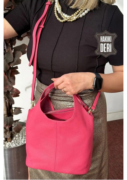 Hakiki Deri Kadın El Çantası Kırmızı SMR9200