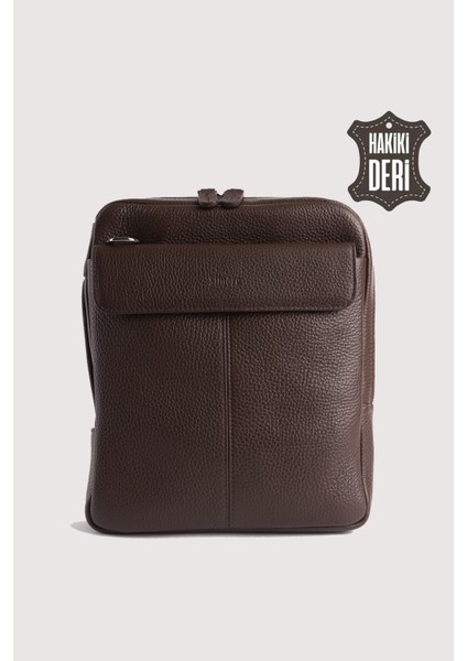Hakiki Deri Erkek El Çantası Kahverengi SMR9280