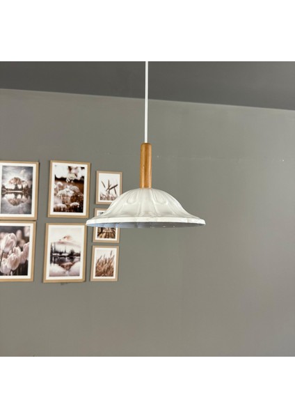 Ralivo Ahşap Metal Avize Tekli Ahşap Başlık Mutfak Modern Dekoratif Sarkıt Aydınlatma