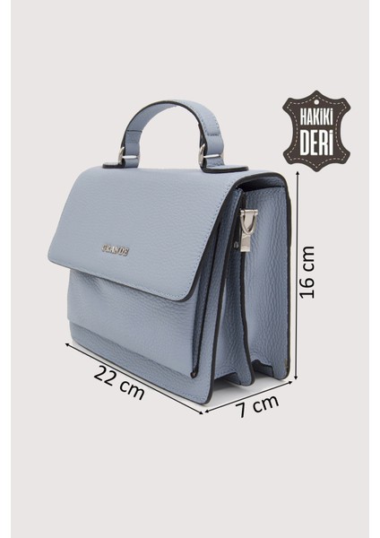 Hakiki Deri Kadın El Çantası Bebe Mavisi SMR9022 fiyatları