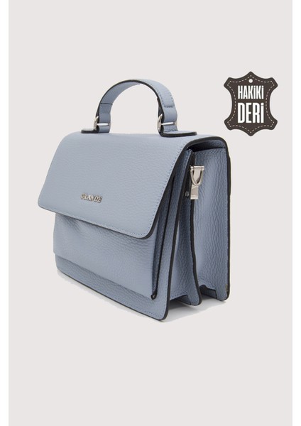 Hakiki Deri Kadın El Çantası Bebe Mavisi SMR9022
