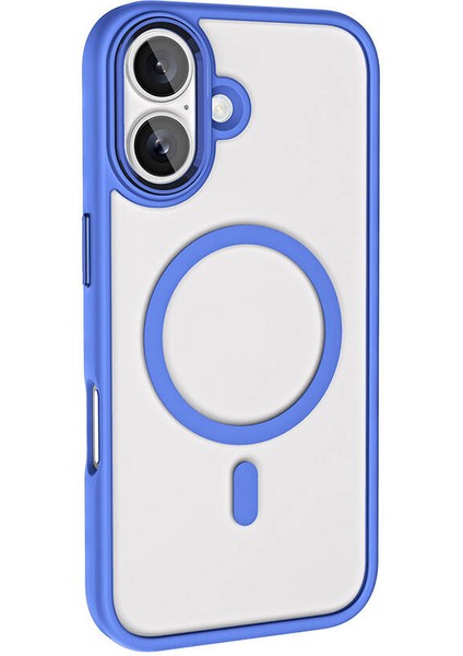 iPhone 16 Kılıf Wireless Şarj Özellikli Mkst Krom M-Safe Silikon Kapak - Rose Gold