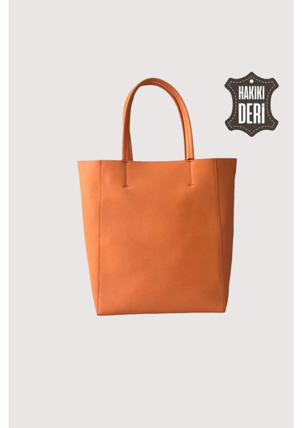 Hakiki Deri Kadın El Çantası Turuncu SMR8751