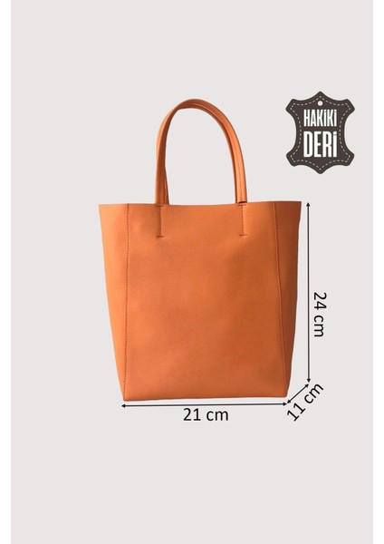 Hakiki Deri Kadın El Çantası Turuncu SMR8751 fiyatları