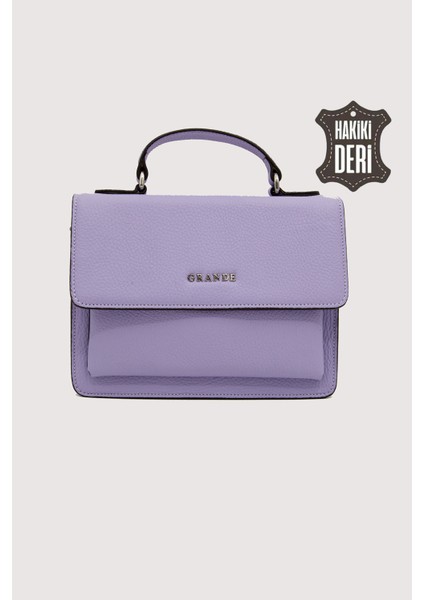 Hakiki Deri Kadın El Çantası Lila SMR9022