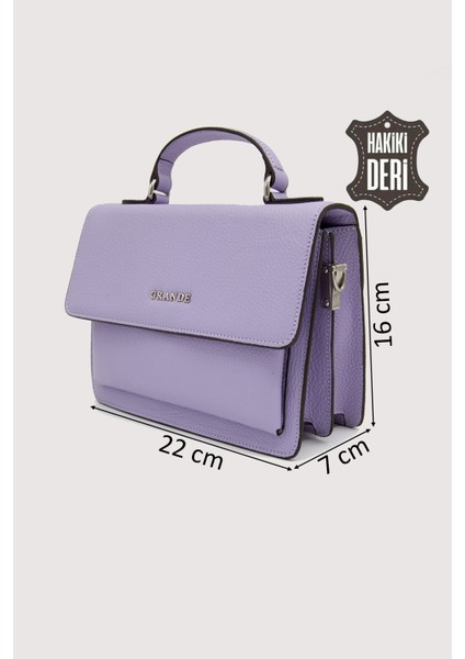 Hakiki Deri Kadın El Çantası Lila SMR9022 fiyatları