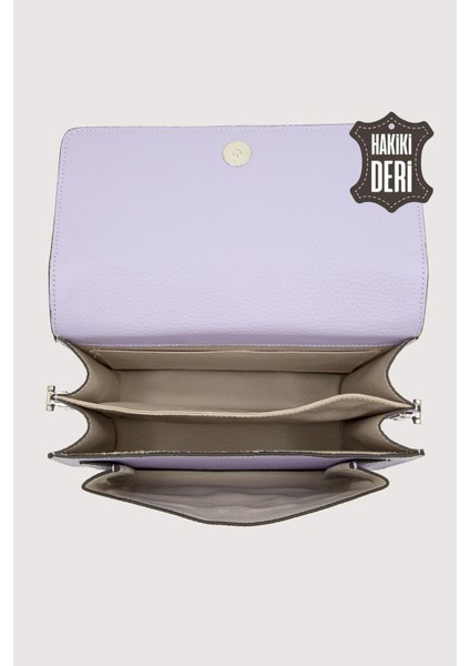 Hakiki Deri Kadın El Çantası Lila SMR9022 indirimleri