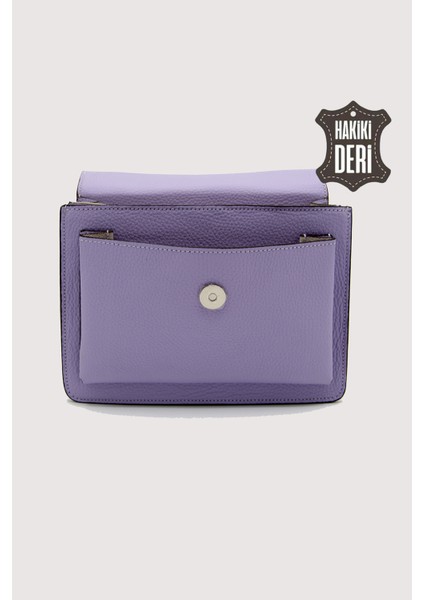 Hakiki Deri Kadın El Çantası Lila SMR9022
