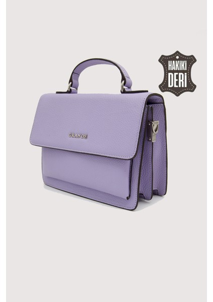Hakiki Deri Kadın El Çantası Lila SMR9022