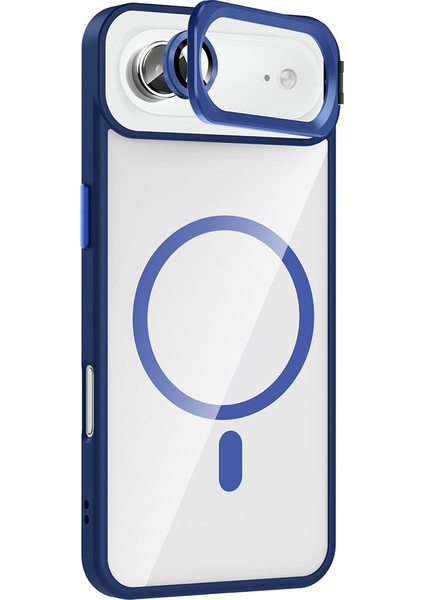 iPhone 17 Air Kılıf Standlı ve Kamera Lens Hediyeli M-Safe Şarj Özellikli Mkst Etro Kapak - Siyah fırsatları