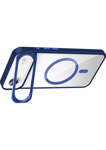 iPhone 17 Air Kılıf Standlı ve Kamera Lens Hediyeli M-Safe Şarj Özellikli Mkst Etro Kapak - Siyah