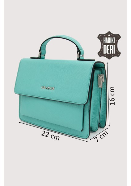 Hakiki Deri Kadın El Çantası Turkuaz SMR9022 fiyatları