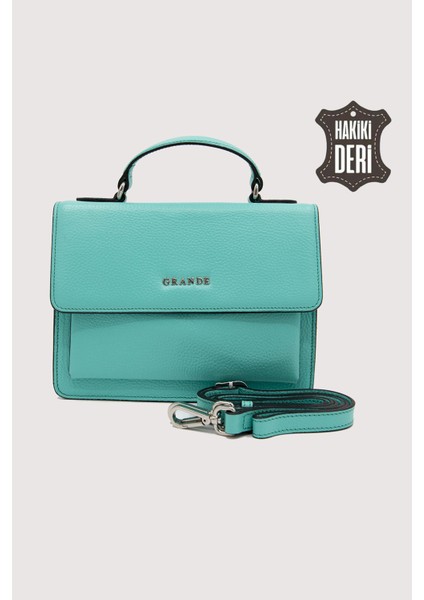 Hakiki Deri Kadın El Çantası Turkuaz SMR9022 fırsatları