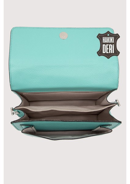 Hakiki Deri Kadın El Çantası Turkuaz SMR9022 indirimleri