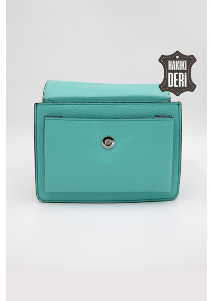 Hakiki Deri Kadın El Çantası Turkuaz SMR9022