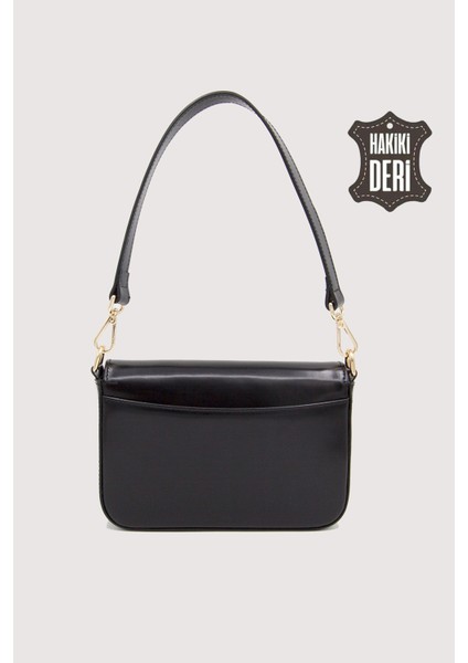 Hakiki Deri Rugan Kadın Kol Çantası Siyah SMR9375 modelleri