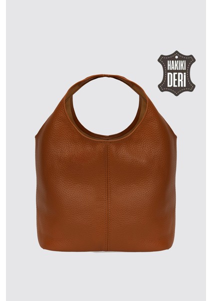 Hakiki Deri Kadın El Çantası Taba SMR9200-2