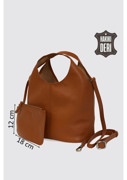 Hakiki Deri Kadın El Çantası Taba SMR9200-2