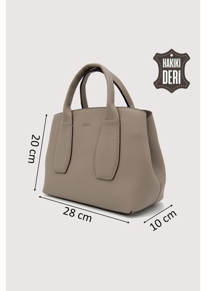 Hakiki Deri Kadın El Çantası Vizon SMR9226 fiyatları