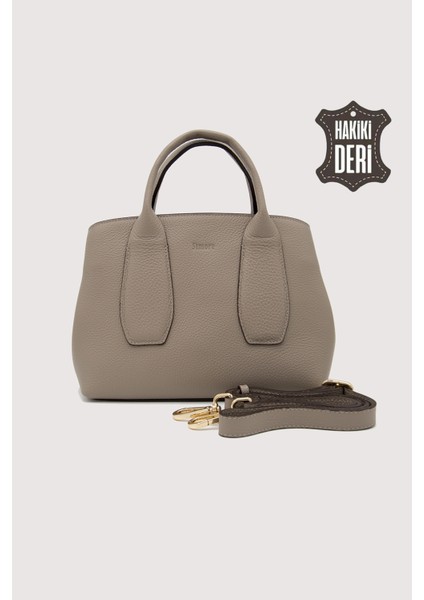 Hakiki Deri Kadın El Çantası Vizon SMR9226 fırsatları