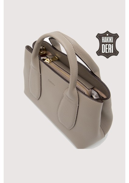Hakiki Deri Kadın El Çantası Vizon SMR9226 indirimleri