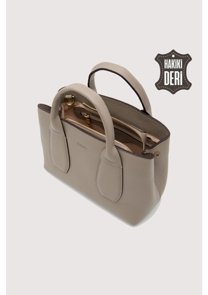 Hakiki Deri Kadın El Çantası Vizon SMR9226