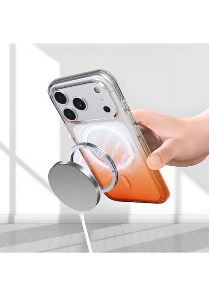 iPhone 17 Pro Max Kılıf M-Safe Şarj Özellikli Mkst Septik Silikon Kapak - Turkuaz