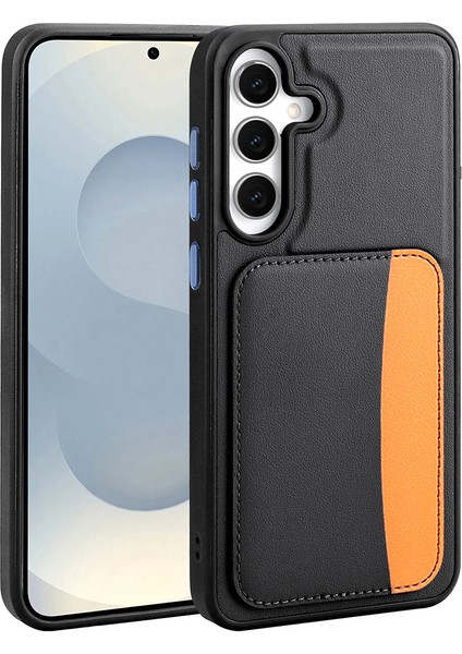 Samsung Galaxy S25 Fe Kılıf Kartlıklı Mkst X-Kart Silikon Kapak - Siyah