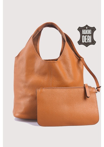 Hakiki Deri Kadın El Çantası Taba SMR9200