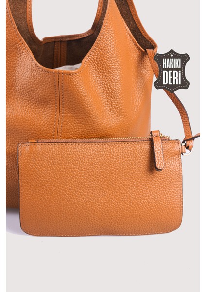 Hakiki Deri Kadın El Çantası Taba SMR9200 indirimleri