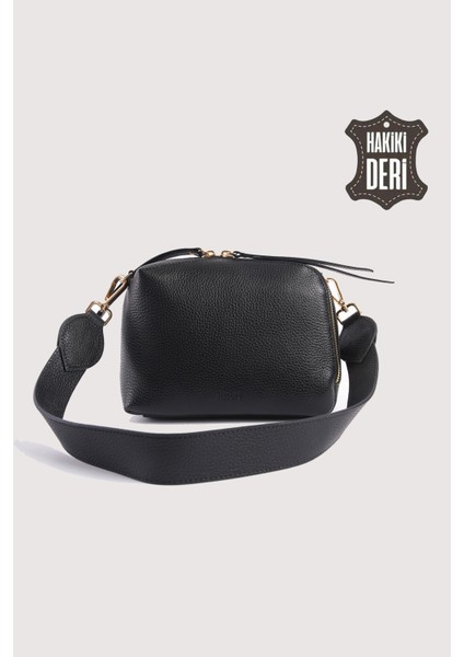Hakiki Deri Kadın El Çantası Siyah SMR9220