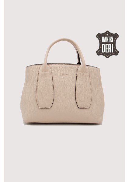 Hakiki Deri Kadın El Çantası Pudra SMR9226