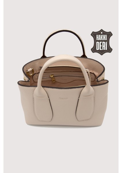 Hakiki Deri Kadın El Çantası Pudra SMR9226