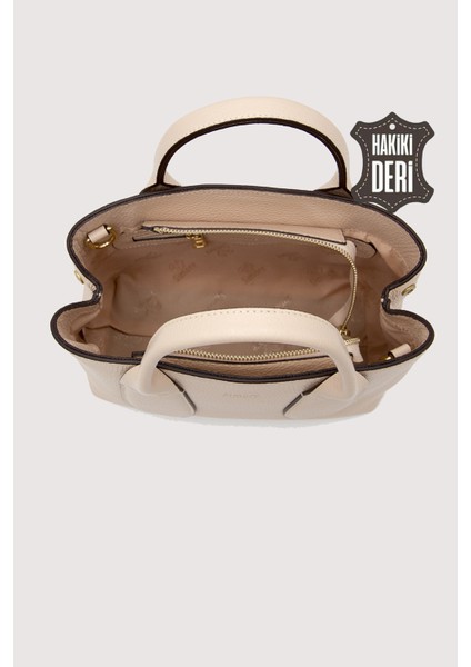 Hakiki Deri Kadın El Çantası Pudra SMR9226