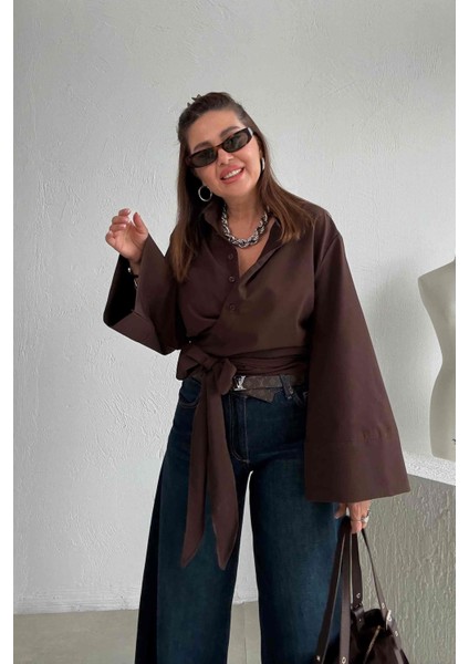 Kahverengi Kuşaklı Gömlek modelleri