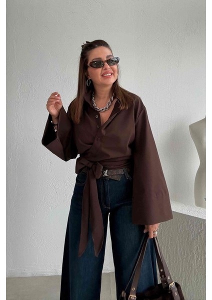 Kahverengi Kuşaklı Gömlek fırsatları