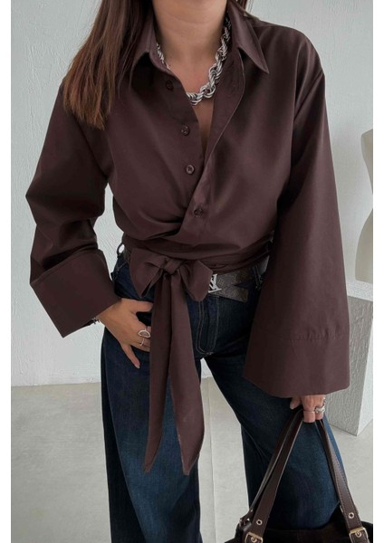 Kahverengi Kuşaklı Gömlek indirimleri