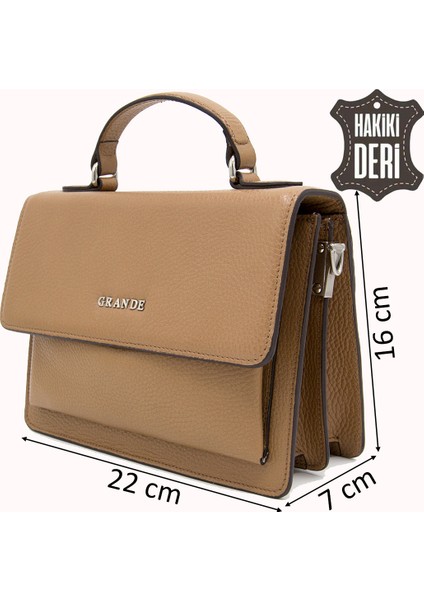 Hakiki Deri Kadın El Çantası Camel SMR9022 fiyatları