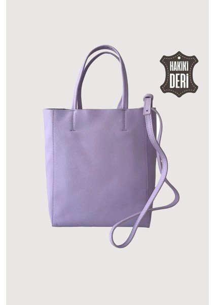 Hakiki Deri Kadın El Çantası Lila SMR8751