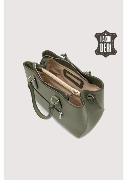 Hakiki Deri Yeşil Kadın Kol Çantası Uzun Askılı SMR7666